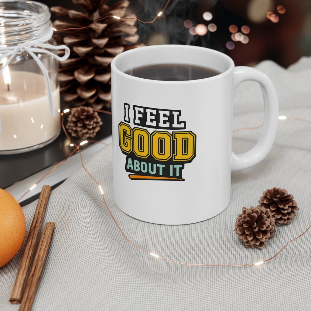 I Feel Good About This Mug – Funny Retro Coffee Cup (11 oz)